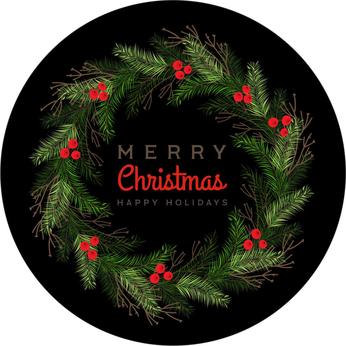 Merry Christmas Wreath Spare Tire Cover Jeep, Bronco, RV, Camper & M