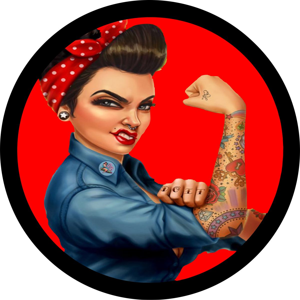 Any Color Rosie the Riveter Spare Tire Cover Custom Spare Tire Cover