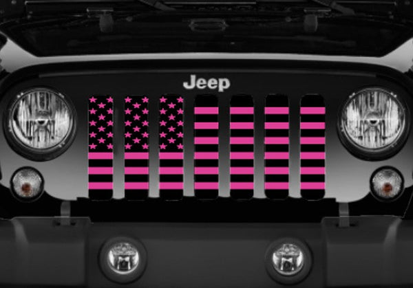 Platinum Black and Hot Pink American Flag Grille Insert