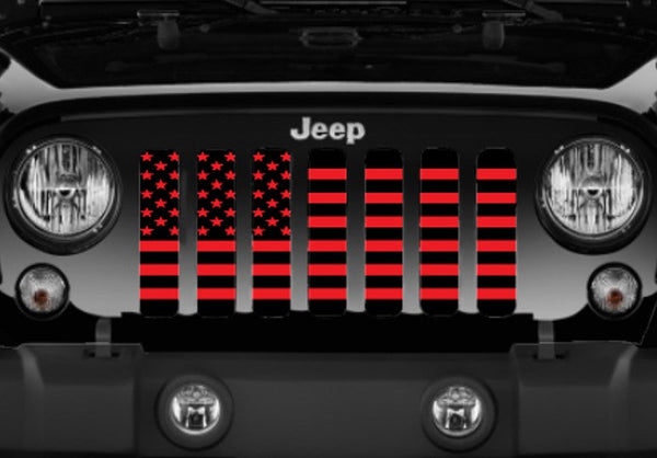 Platinum Black and Red American Flag Grille Insert