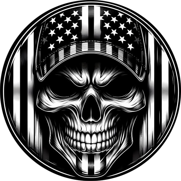 American Flag Skull Spare Tire Cover for Jeep, Bronco, RV, Camper, Trailer, & More