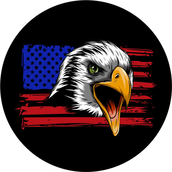 American Flag with Eagle Spare Tire Cover for Jeep, Bronco, RV, Camper, Trailer, & More