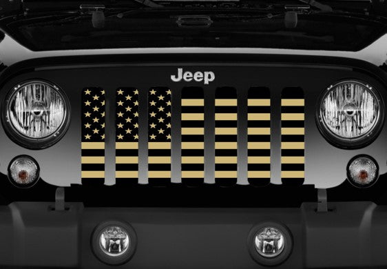 Platinum Black and Gold American Flag Grille Insert