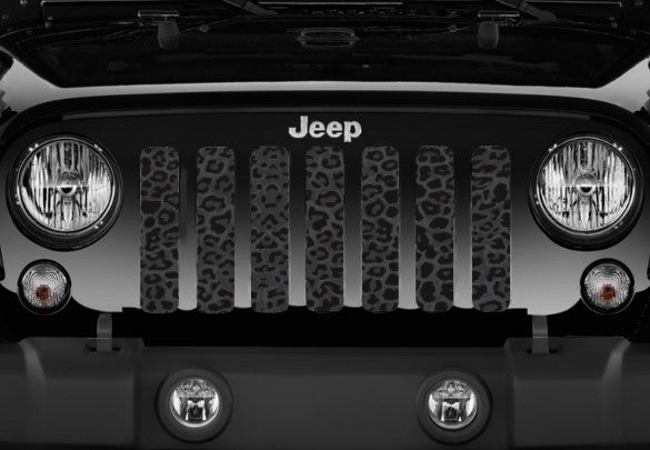 Platinum Dark Gray and Black Leopard Print Grille Insert