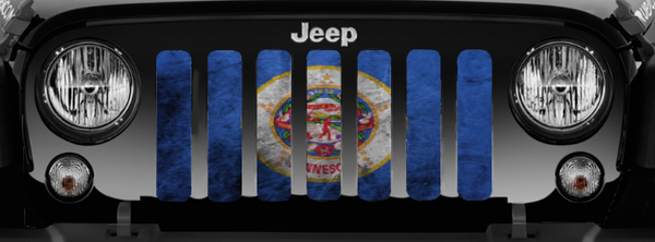 Minnesota Grunge State Flag Jeep Grille Insert