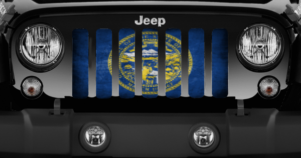 Nebraska Grunge State Flag Jeep Grille Insert