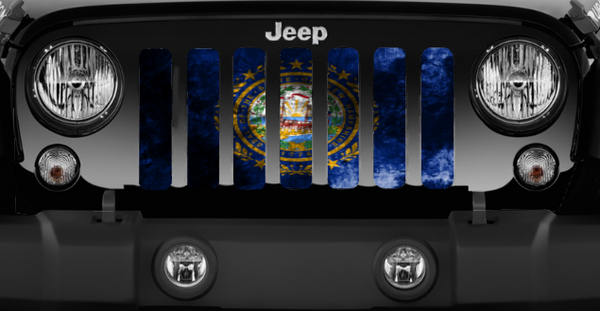 New Hampshire Grunge State Flag Jeep Grille Insert