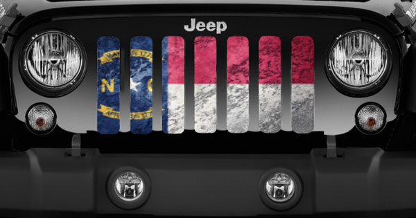 North Carolina Grunge State Flag Jeep Grille Insert