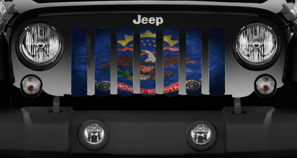 North Dakota Grunge State Flag Jeep Grille Insert