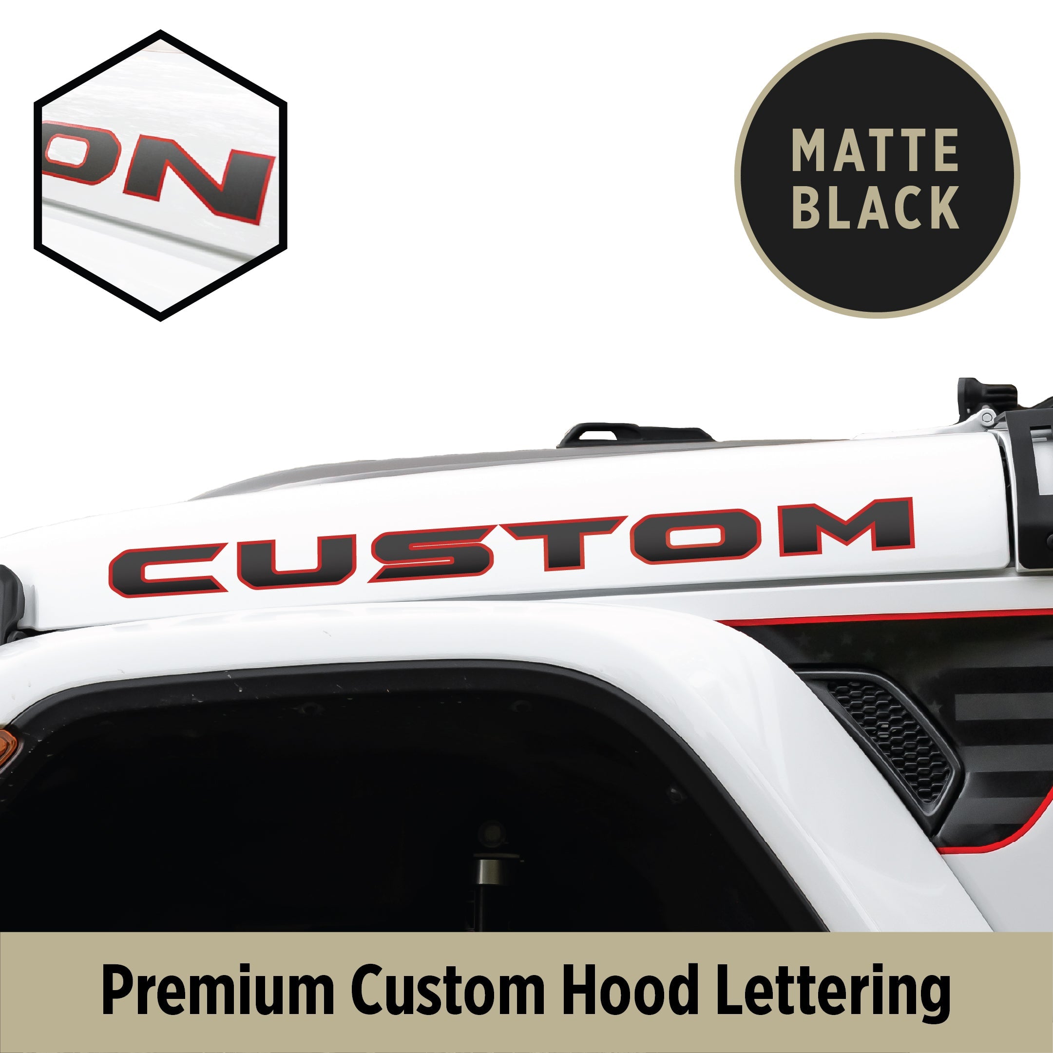 Custom Hood Lettering Premium Custom Jeep Hood Lettering | Set of 2 – Spare Tire Cover Shop