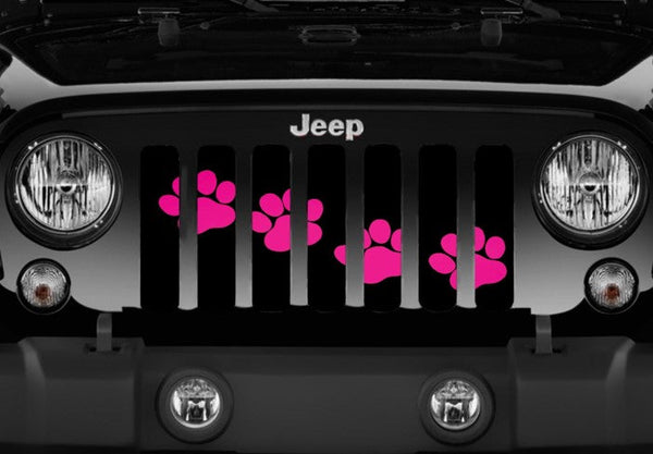 Puppy Paw Prints Pink Diagonal Grille Insert
