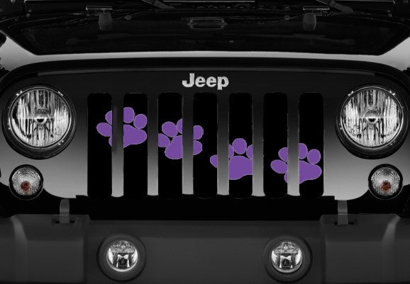 Platinum Puppy Paw Prints - Purple Diagonal Grille Insert