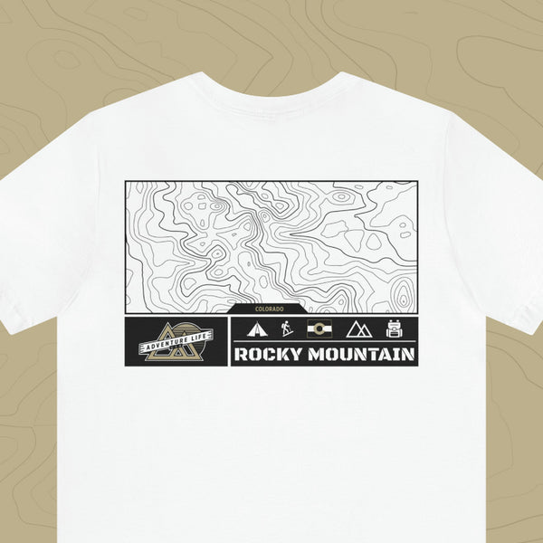 Rocky Mountain National Park - Adventure Life Trail Topographic Garment Dyed Tee