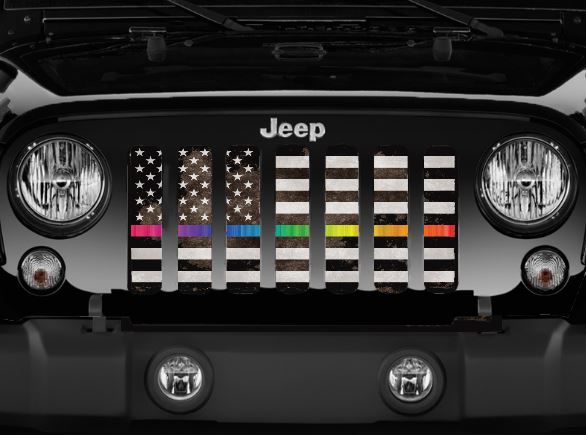 Rainbow Grunge American Flag Grille Insert