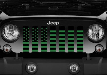 Black and Green American Flag Grille Insert