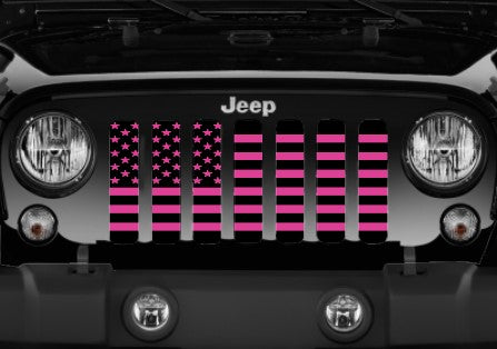 Black and Hot Pink American Flag Grille Insert