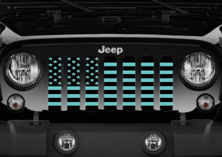 Black and Teal American Flag Grille Insert