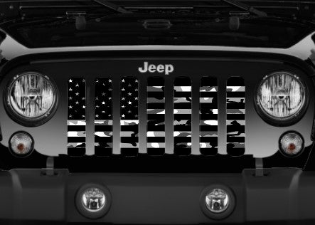 Black and White Camo Flag Grille Insert