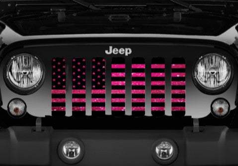 Bright Pink Fleck American Flag Print Grille Insert