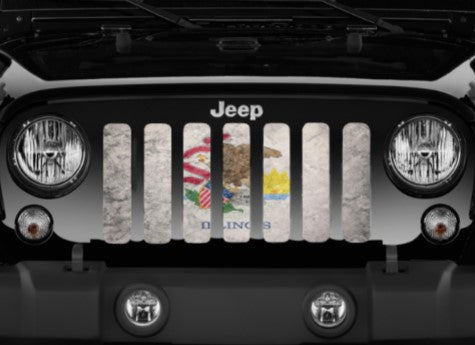 Illinois Grunge State Flag Grille Insert