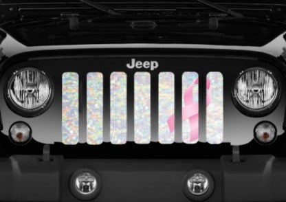 Iridescent White Pink Ribbon Grille Insert