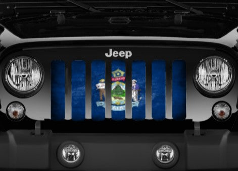 Maine Grunge State Flag Grille Insert