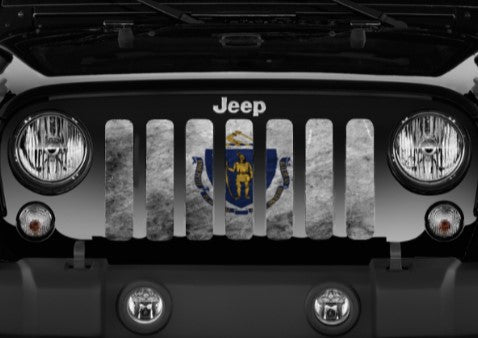 Massachusetts Grunge State Flag Grille Insert