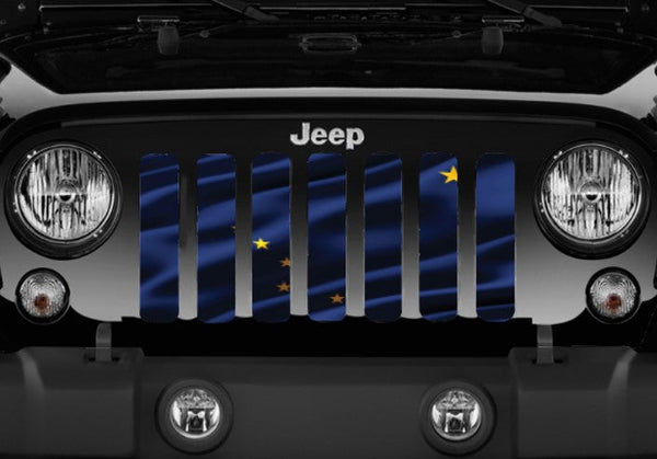 Waving Alaska State Flag Grille Insert