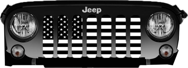 Black and white tactical American flag Jeep Wrangler grille insert design