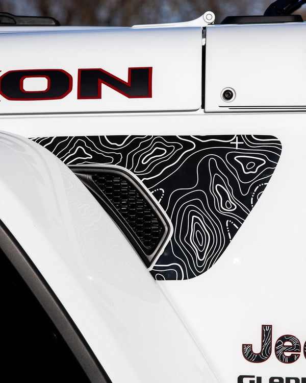 Fender Vent Decal Set | Topographical Map - fits Wrangler JL & Gladiator JT