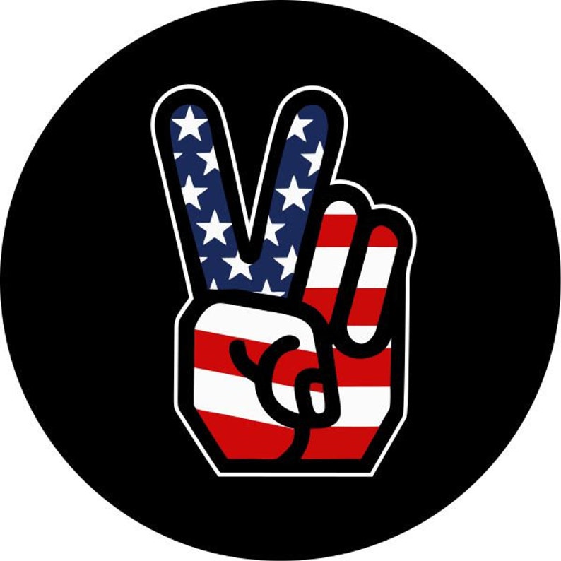 American Flag Peace Sign Spare Tire Cover for Jeeps, Broncos, Campers, RV, Vans