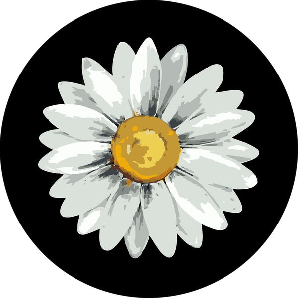 Watercolor Daisy Flower Spare Tire Cover