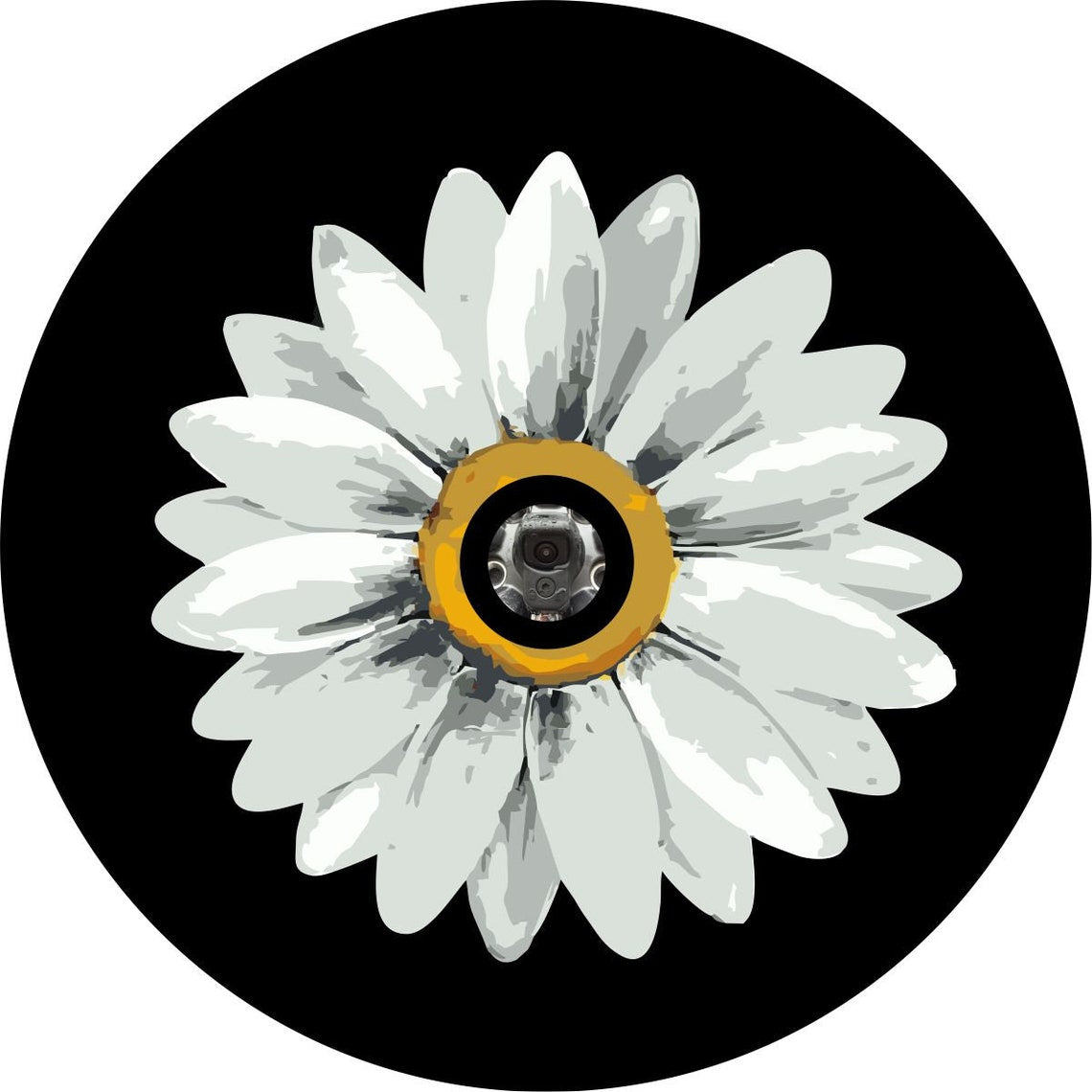 Watercolor Daisy Flower Spare Tire Cover