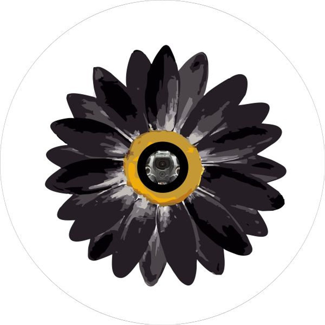 Watercolor Daisy Flower Spare Tire Cover
