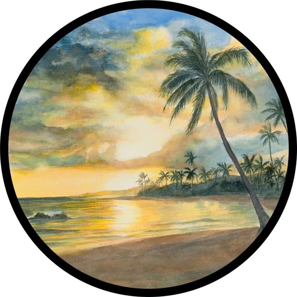 Print of a Painted Sunset Spare Tire Cover