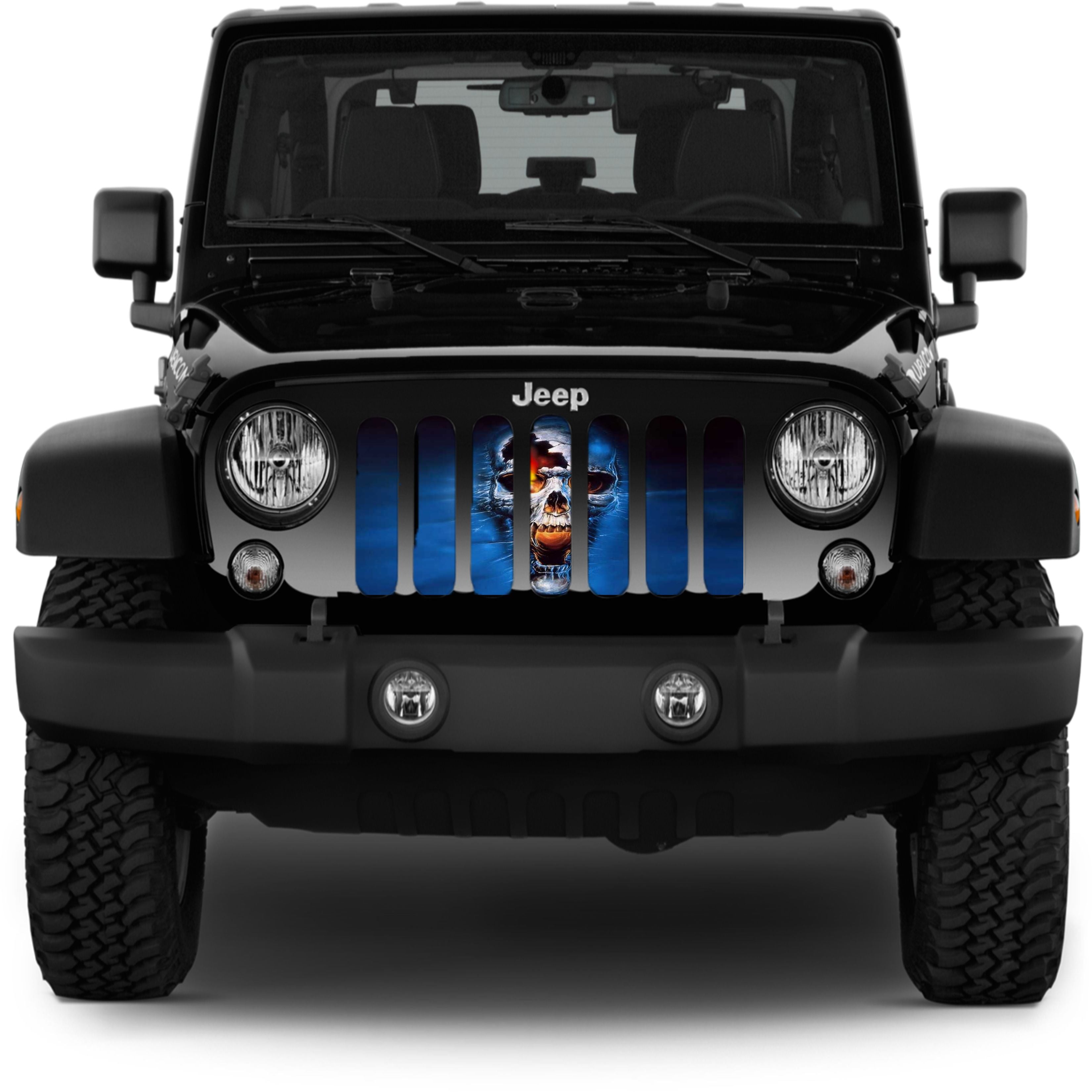 Blue Skull Design Jeep Grille Insert