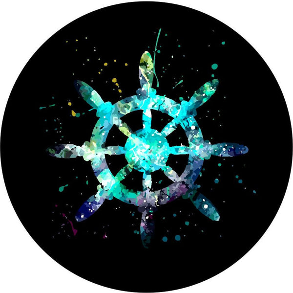 Teal & Purple Boat Steering Wheel Helm Spare Tire Cover