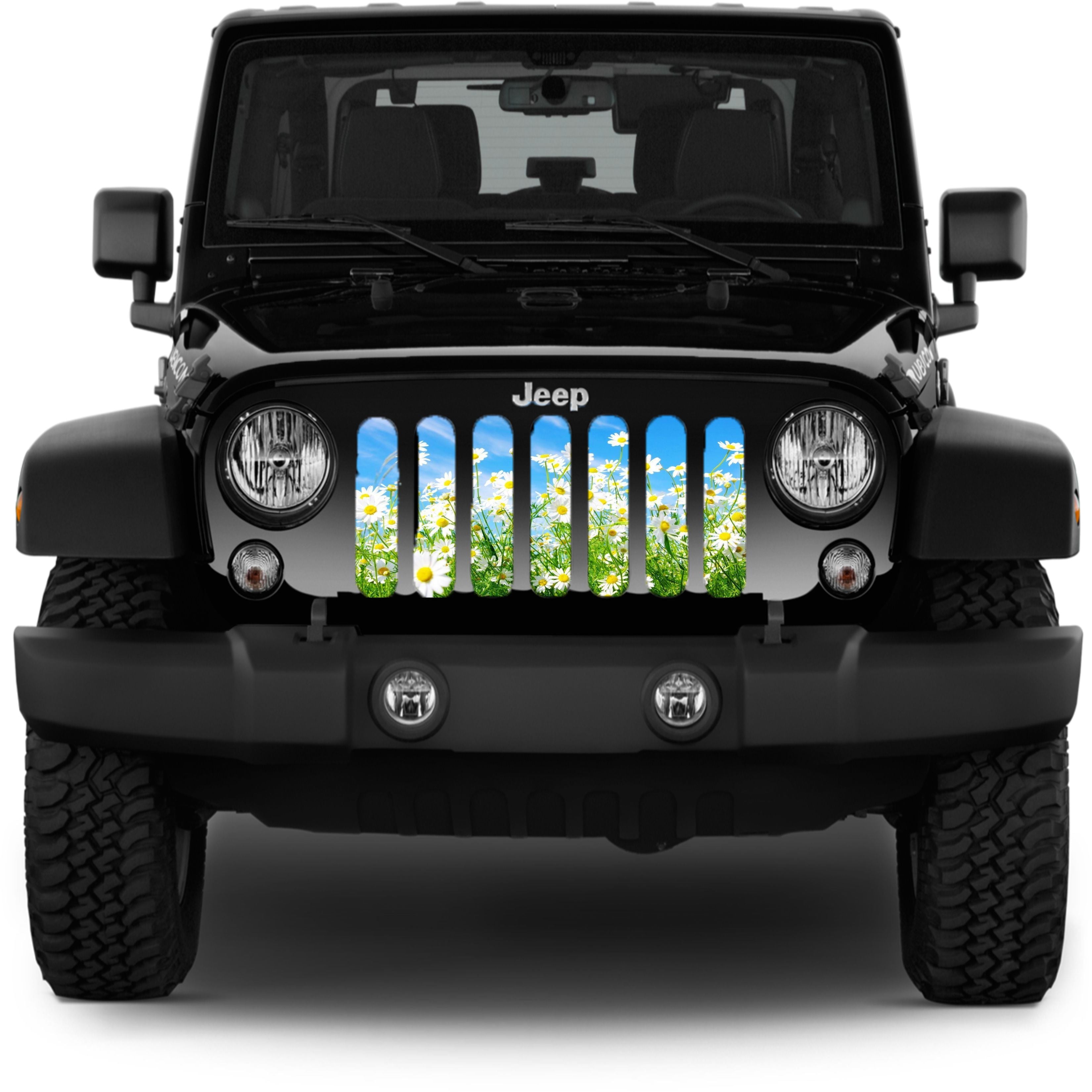 A Field of Daisies Grille Mesh Insert for Jeep