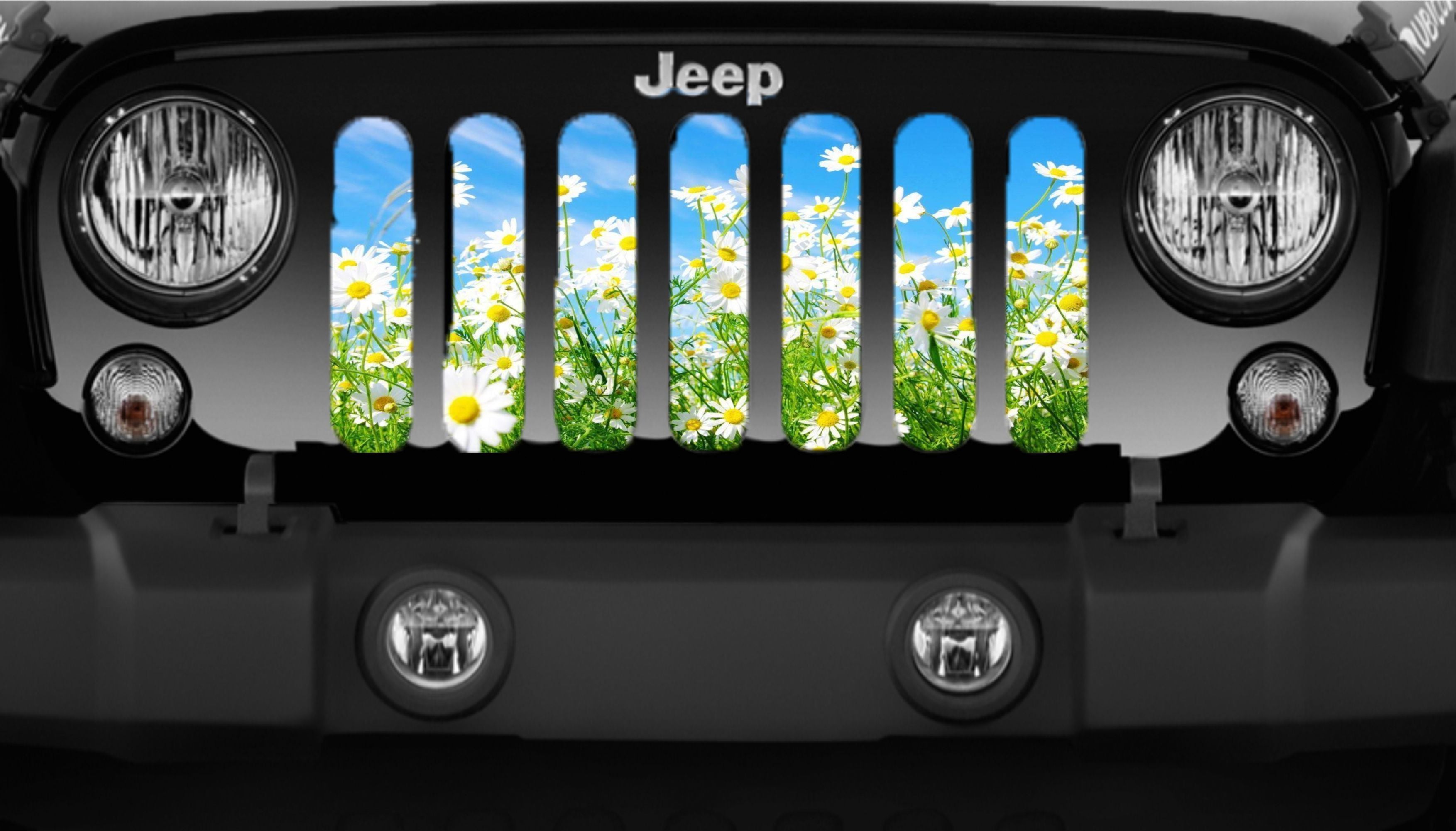 A Field of Daisies Grille Mesh Insert for Jeep