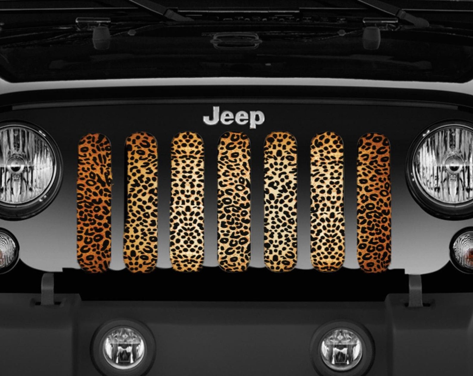 Cheetah print mesh grille insert for Jeep