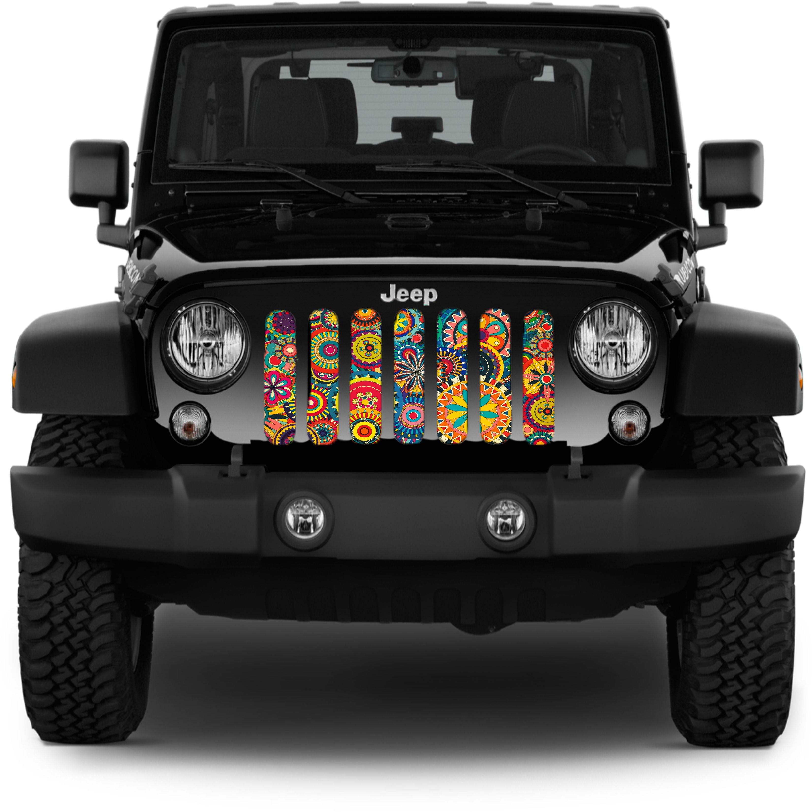 Bright & Funky Colorful Mandala Jeep Grille Insert
