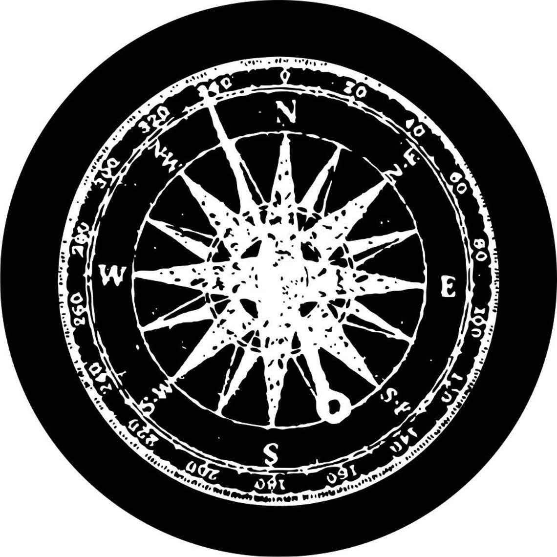 Distressed Detailed Compass Spare Tire Cover