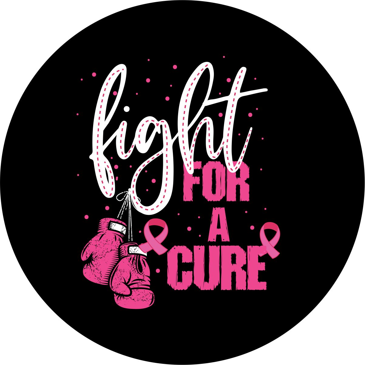Pink fight for a cure breast cancer awareness and support spare-tirecovers.com spare tire cover design