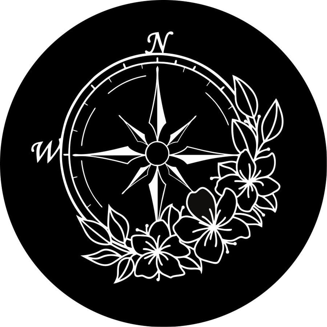 Flower/Floral Compass Spare Tire Cover