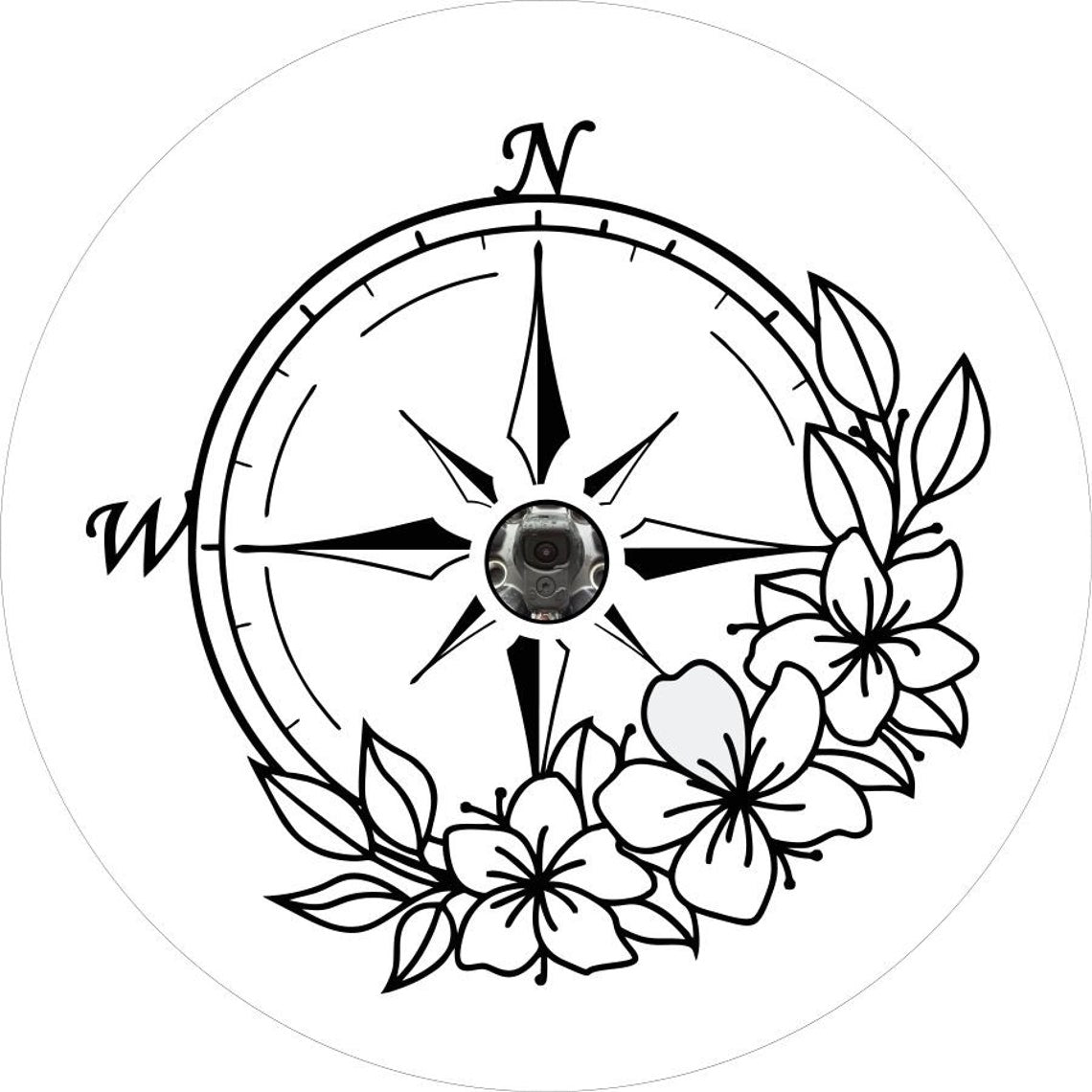 Flower/Floral Compass Spare Tire Cover