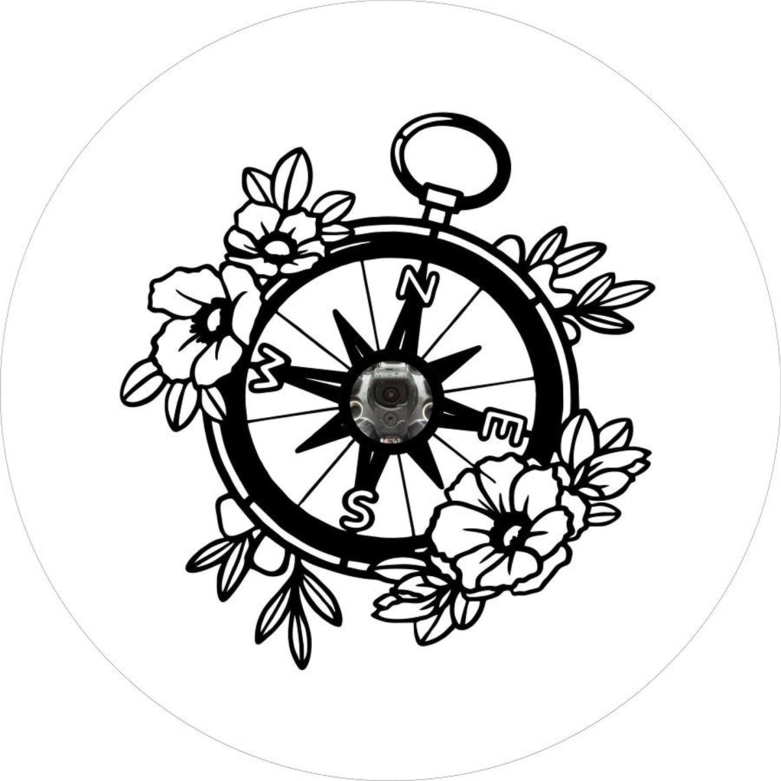 Flower/Floral Pocket Compass Spare Tire Cover