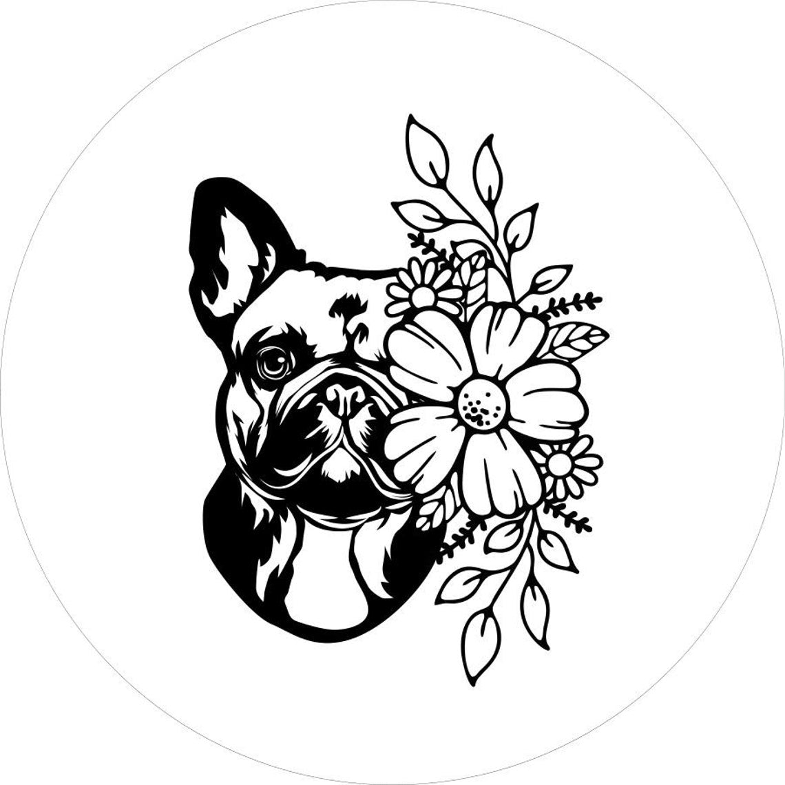 French Bulldog Flower/Floral Spare Tire Cover