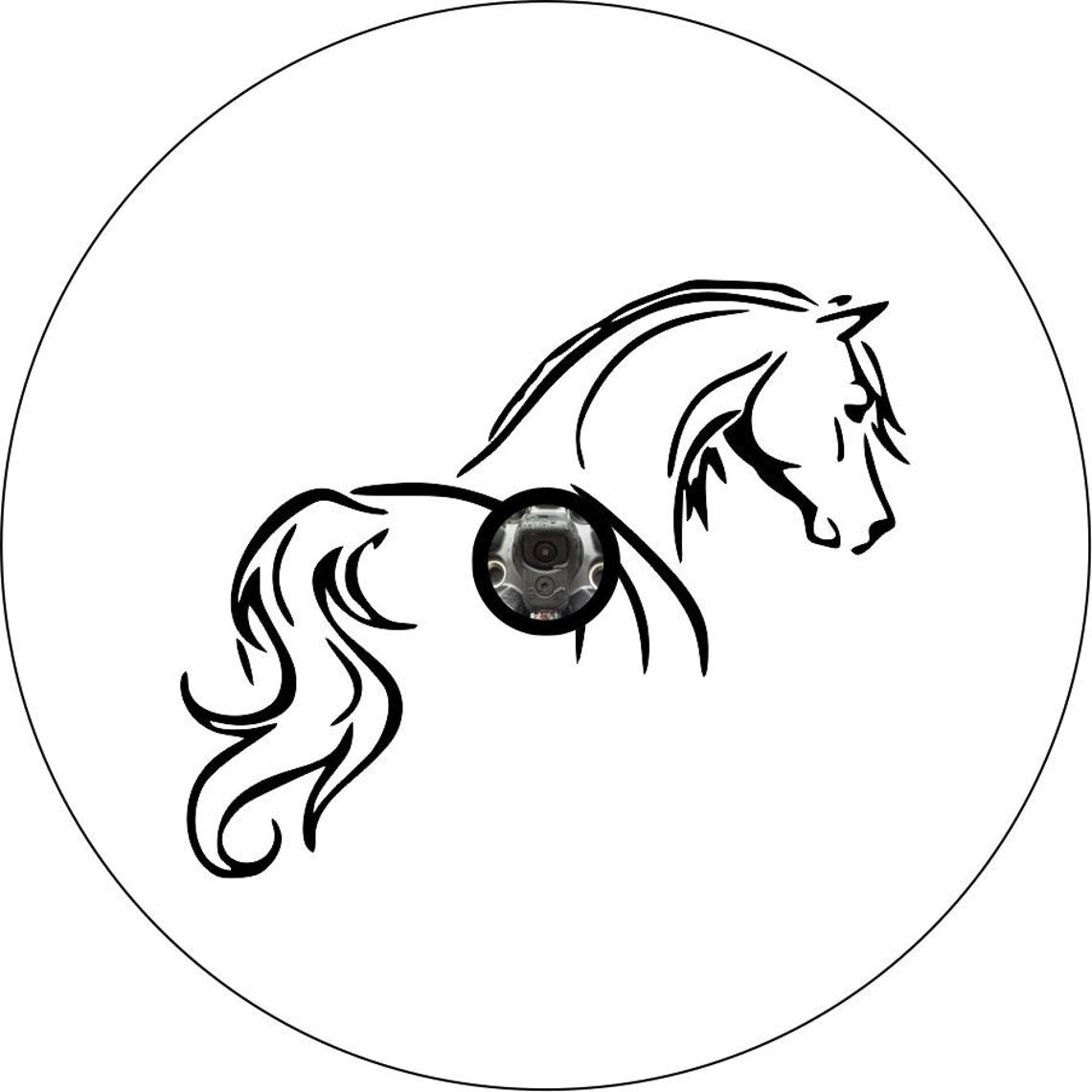 Silhouette of a Horse Spare Tire Cover Design for Jeep, Campers, Trailers, RV, Broncos & More