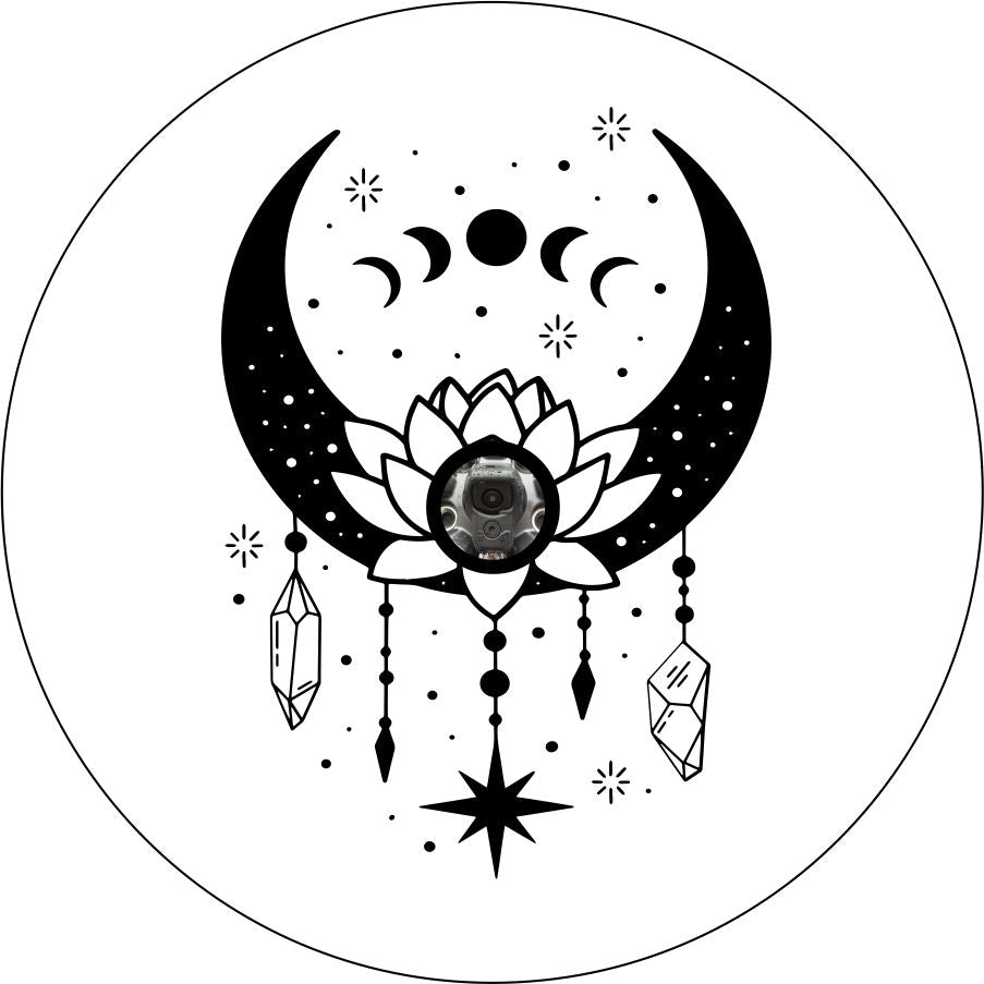 Mandala Moon with Lotus Flower + Crystals