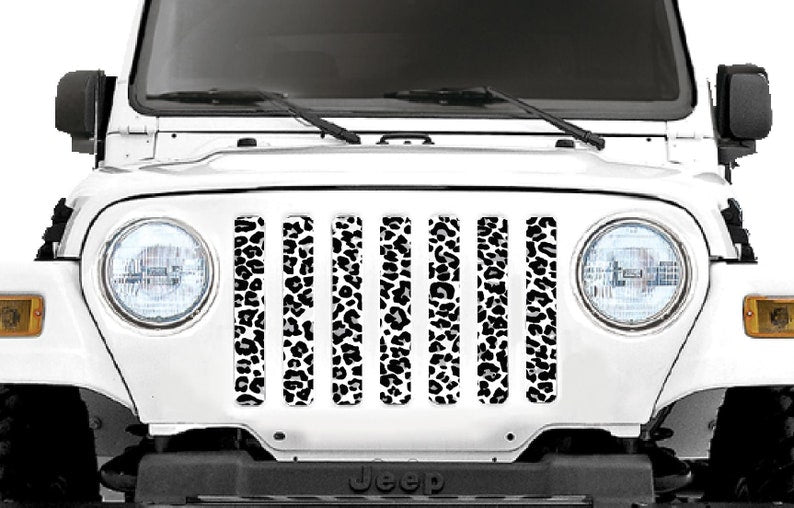 Leopard Cheetah White Spots Print Jeep Grille Insert
